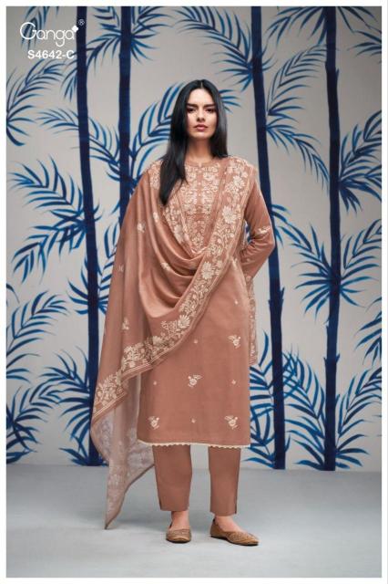 Ganga hirael 4642 dress material wholesaler in panchkuva ahmedabad